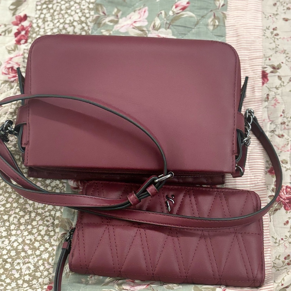 Elegant Burgundy Women's Bag Set